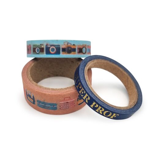 Ruban Adhésif Washi-Tape Super Prof 3 Pièces