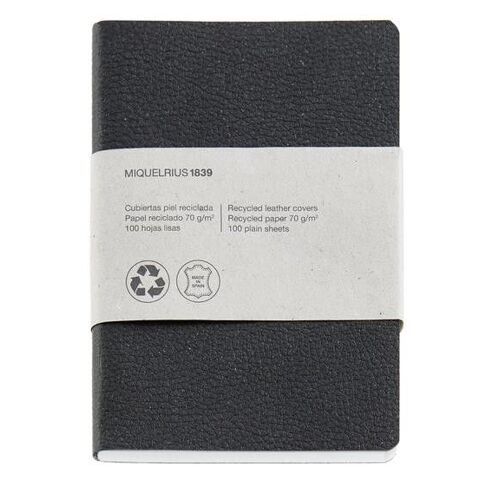 Carnet Cuir Recycle 8º 100f Lisse Noir