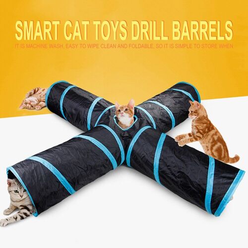 Tente De Formation Pliable Pour Chat, 2/3/4 Trous, Tunnel D'entraînement Pour Chat Froissé, Jouet De Jeu D'intérieur, Fournitures Pour Animaux De Compagnie, Jouet Amusant Et De Loisirs