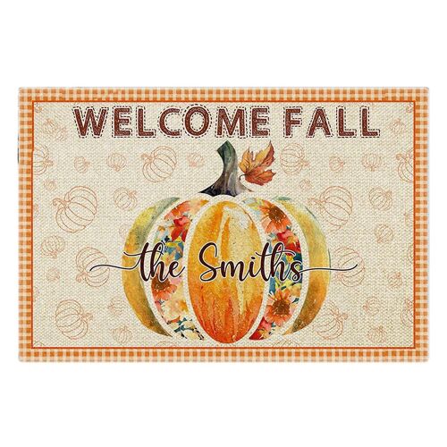 Christmas Halloween Pumpkin Doormat Blanket Front Door Decorations Halloween Decor Anti-Slip Bottom