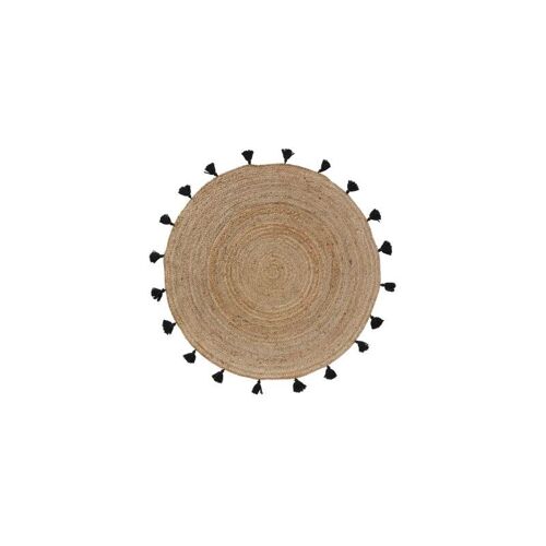 Tapis rond à pompons - D 120 cm - Shira Noir