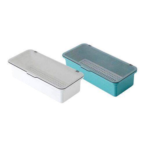 Organisateur de tiroirs, rangement et organisateur de bureau de vanité transparent, support de maquillage avec couvercle pour rangement d'affichage de salle de bain E