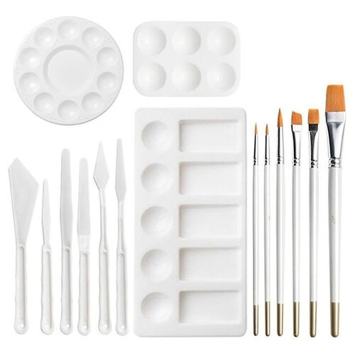 Palette Palette Pinceau Grattoir 15 Pièces Ensemble D'outils De Peinture Rectangulaire Palette Art Graffiti