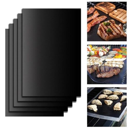 [5PCS] Tapis de grille pour barbecue,anti-adhésif réutilisable et résistant à la chaleur BBQ four Tapis de cuisson
