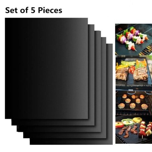 [Lot de 5] Tapis de grille pour barbecue,anti-adhésif réutilisable et résistant à la chaleur BBQ four Tapis de cuisson