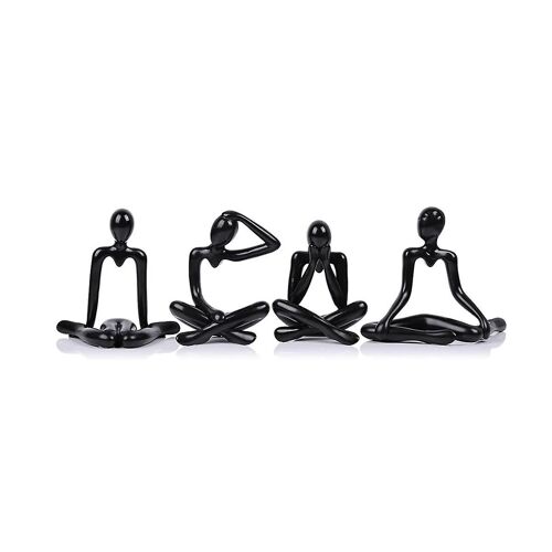 Thinkers Statue, Bibliothèque Décor Noir Penseurs Statue Figurines-, Sculptures d'Art Abstrait 4 Pcs