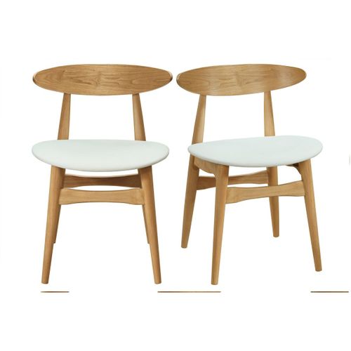 Chaises Scandinaves Bois Clair Et Blanc (Lot De 2) Walford