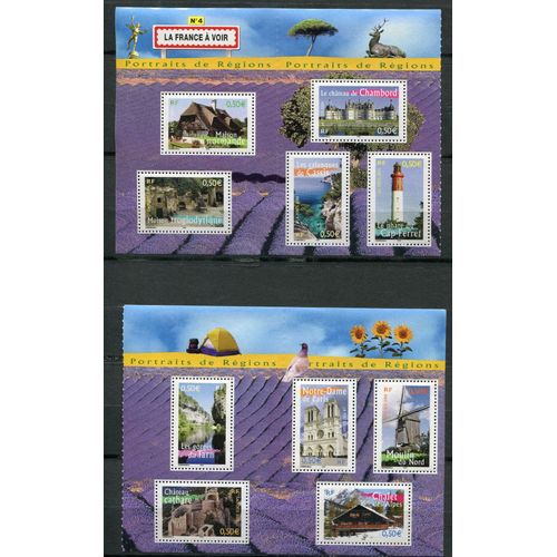 France Année 3702 3703 3704 3705 3706 3707 3708 3709 3710 3711 Neufs** En Deux 1/2 Bloc Portaits Des Régions