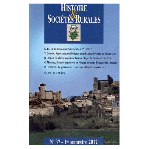 Histoire & Sociétés Rurales N° 37, 1e Semestre 2