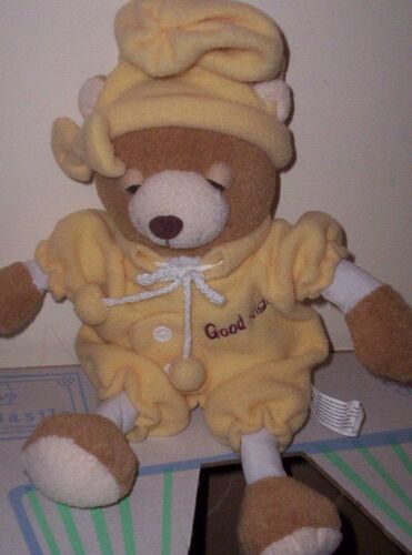 Ours Good Night Gd Gifi Jaune Doudou Ronfleur Peluche De 30 Cm + Bonnet 15 Cm.