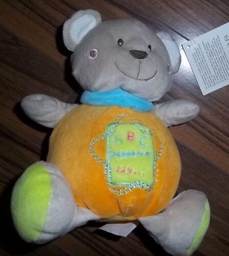 DOUDOU PELUCHE OURS GIFI OURSON ORANGE BLEU A B C HAPPY BEAR 1 2 3