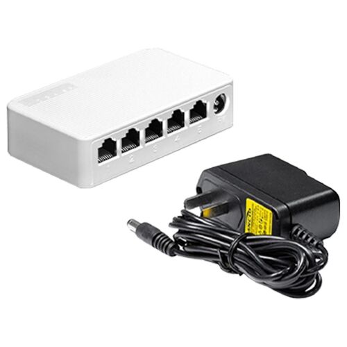 5 Port 100Mbps Ethernet Switch Mini Switch Portable RJ45 Hub Ethernet Splitter with Power Cable US