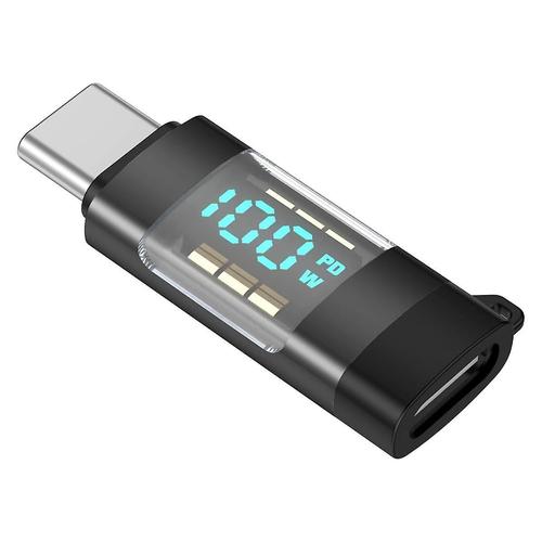 USB C Adapter,100W USB-C Male to Female Extension Adapter Power Meter Tester with Digital Display f