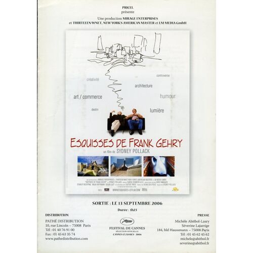 Esquisses De Frank Gehry, Synopsis Dépliant, De Sydney Pollack Avec Frank O. Gehry, Michael Eisner