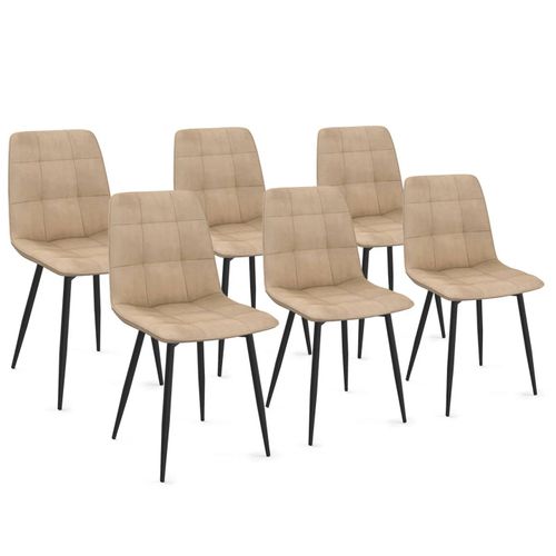Lot De 6 Chaises Mila En Velours Taupe Pour Salle À Manger