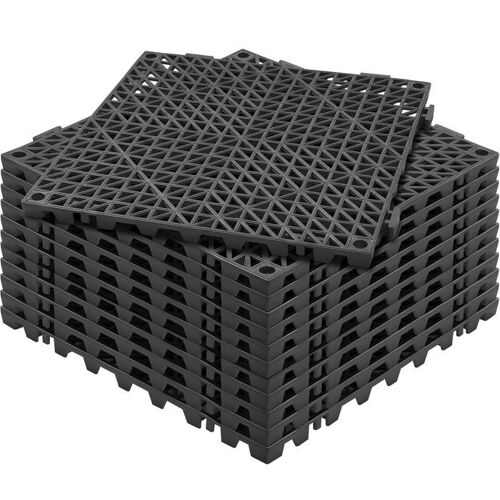 Lot de 12 Dalles de Jardin Piscine-VEVOR-30x30x1,5cm-Drainage Rapide Revêtements de Sol Extérieur Intérieur- Spa Salle de Bain