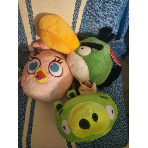 Peluche Angry Birds Vert Couronne Roi Cochon Stella Toucan Gros Modèle
