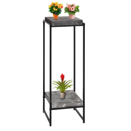 Table À Fleurs Hwc-K71, Étagère À Fleurs Table D'appoint Étagère À Plantes, Certifiée Mvg Mdf Métal   Gris Foncé, 101cm