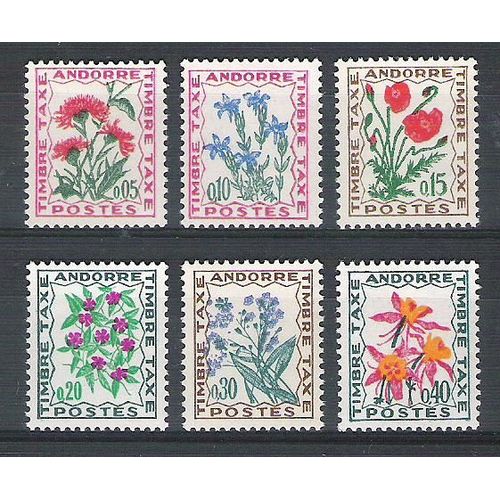Andorre, 1964-1971, Timbres-Taxe, Flore (Fleurs Des Champs), N°46 À 51, Neufs.