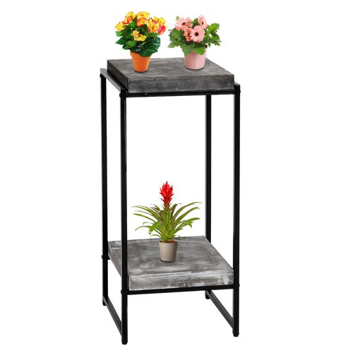 Table À Fleurs Hwc-K71, Étagère À Fleurs Table D'appoint Étagère À Plantes, Certifiée Mvg Mdf Métal   Gris Foncé, 82cm