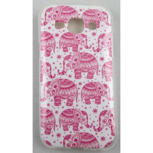 Protection Compatible Samsung Galaxy J1 2015 Blanche Avec Motif Éléphant Semi Rigide