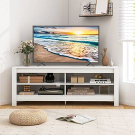 Costway 65" Meuble Tv À 3 Niveaux, Avec Prise De Courant, 4 Etagères Ouvertes, Meuble Tv D'angle Pour Salon, Chambre, Blanc