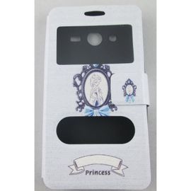 Étui Portefeuille Samsung Galaxy Core Prime Blanc À Paillettes Motif Princesse