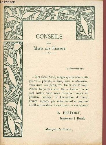 Conseils Des Morts Aux Ecoliers.