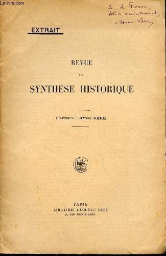 Extrait / Revue De Synthese Historique - Au Bout De Dix Ans.