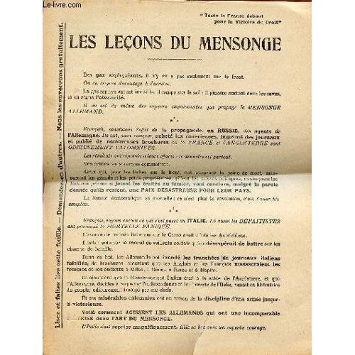 Les Lecons Du Mensonge / Toute La France Debout Pour La Victoire Du Droit.