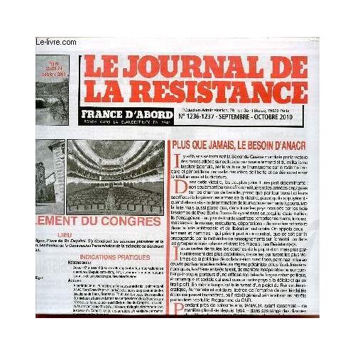 Le Journal De La Resistance / N°1236-1237 - Octobre 2010.