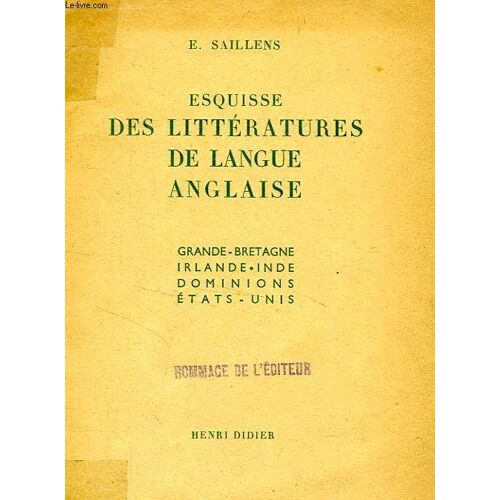Esquisse Des Litteratures De Langue Anglaise