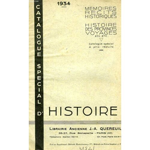 Catalogue Special D'histoire, 1934