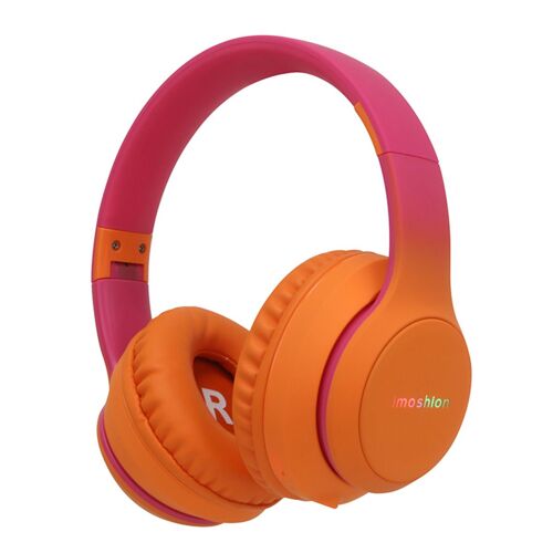imoshion Casque sans fil pour enfants LED Light Limiteur de décibels Avec câble AUX Hot Pink / Apricot Orange Crush