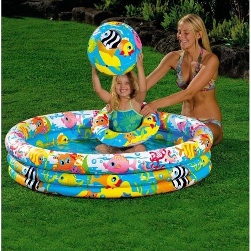 Piscine + Bouée + Ballon Thème Poisson Intex