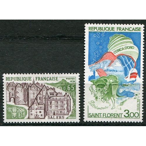 France Année 1974 N° 1793 1794 Neufs** Série Touristique  Salers Et Golfe De St Florent ( Corse )