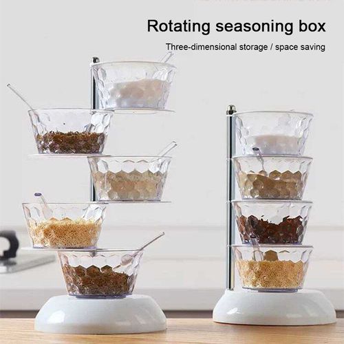 Étagère À Épices Rotative Créative À 4 Et 5 Niveaux, Boîte D'assaisonnement Pour Récipients À Condiments De Cuisine, Couvercle De Rangement, Accessoires De Cuisine 1 Pièces