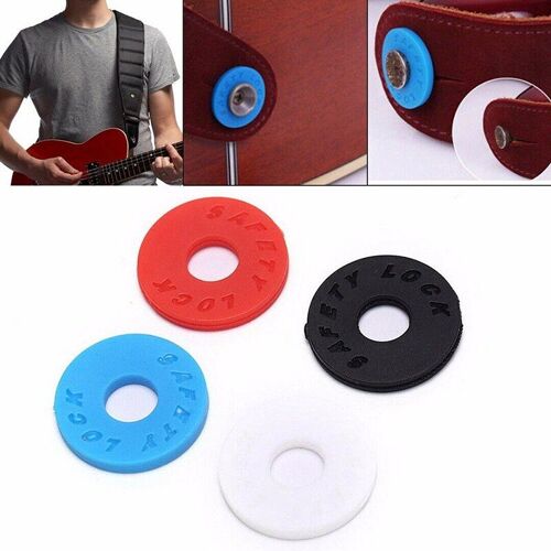 4 pièces en caoutchouc matériel basse guitare sangle serrure électrique guitare sangle serrures blocs guitare pièces & accessoires couleur aléatoire