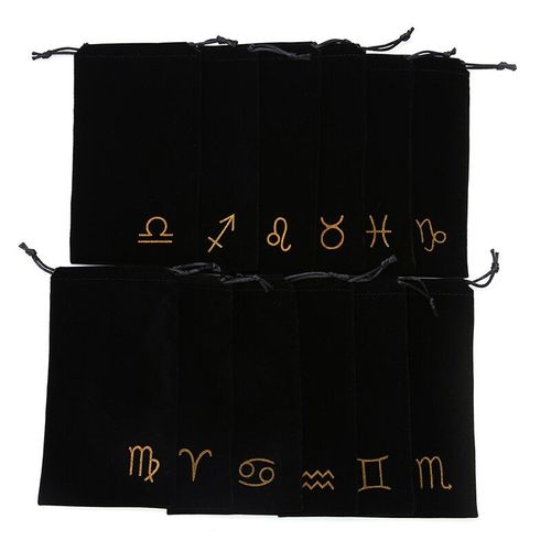 Vente 19.5cm X 11cm Mini Bijoux Cordon Paquet Plateau Jeu Cartes Sac Velours Tarot Carte Stockage Sac 12 Constellations