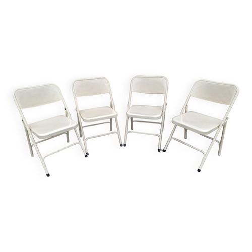 Set De 4 Chaises Pliantes En Mtal Annes 8090 Beige