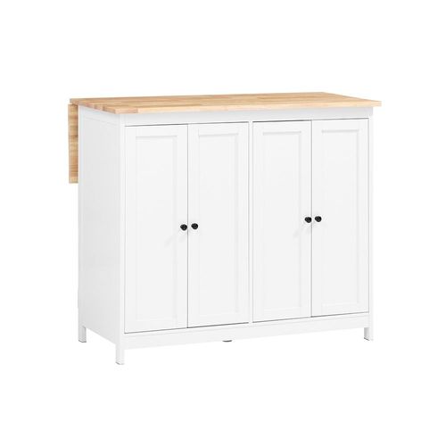 Sobuy Îlot Central De Cuisine Buffet De Rangement Mange-Debout Placard De Cuisine Avec Plans De Travail Rabattable 2 Armoires 4 Portes, 102x72x92 Cm, Blanc Knl10-Wn