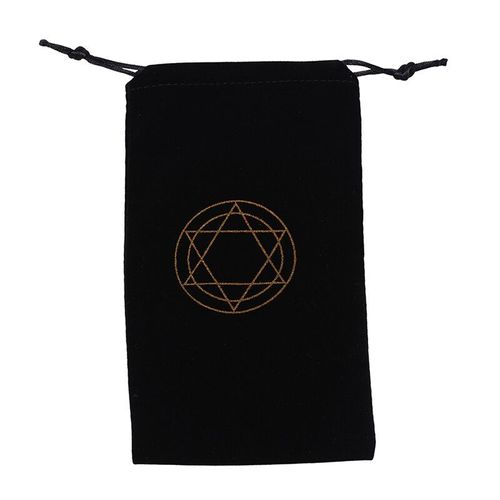 1pc Noir Six Branches Étoile Motif Velours Tarot Carte Rangement Sac Faisceau Cartes Chargement Diverses Cartes De Jeu De Société 19.5cm X 11cm