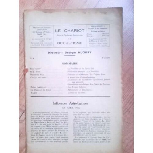 Le Chariot Revue De Psychologie Experimentale N° 4