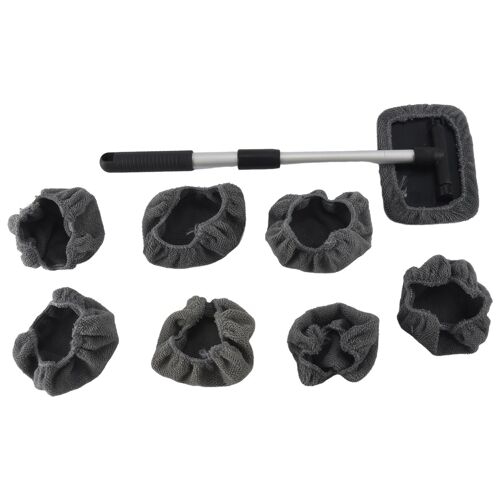 Brosse De Nettoyage De Vitres De Voiture, Outil De Livres De Vitres De Pare-Brise, Manche Extensible En Aluminium Avec 8 Couvertures En Microcarence