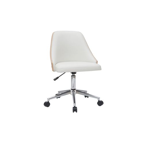 Fauteuil De Bureau Design Blanc Et Bois Clair Quino