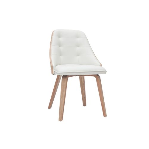 Chaise Design Bimatière Blanc Et Bois Clair Fluffy