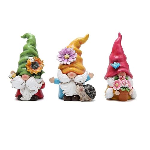 Set of 3 Spring Gnome Decorations Flower Gnomes Ornaments Decor Summer Gnomes Figurines Spring Gnom