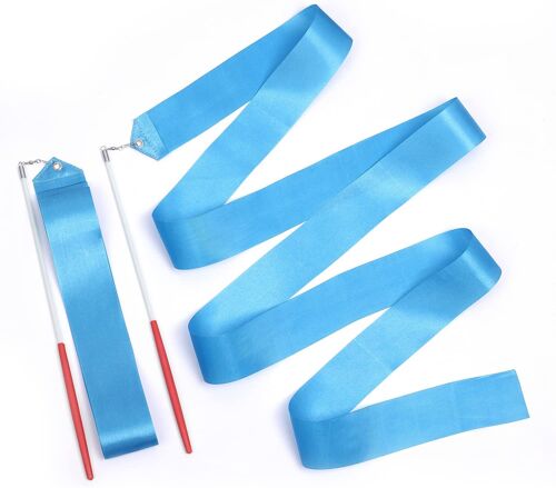 2pcs Rubans De Danse, 2m Long Rubans Danse Tourbillonnant Ruban De Gymnastique Pour Enfant Danse Artistique Formation Fête(Bleu)