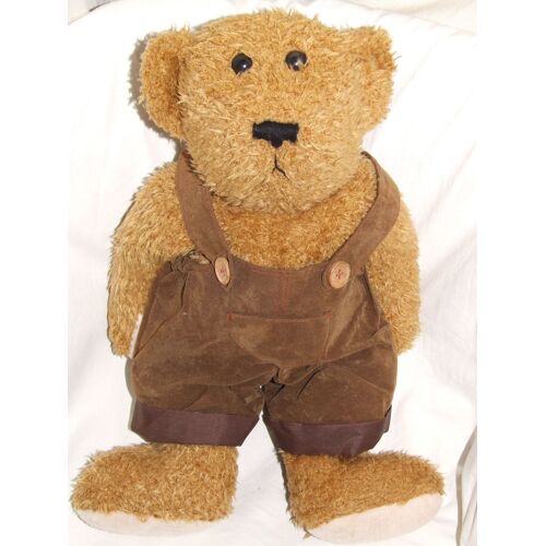 Ours Doudou Marron En Salopette Peluche De 45 Cm