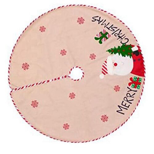 Christmas Tree Skirt Christmas Tree Ornament Lattice Style Soft Christmas Tree Mat Santa- Pattern